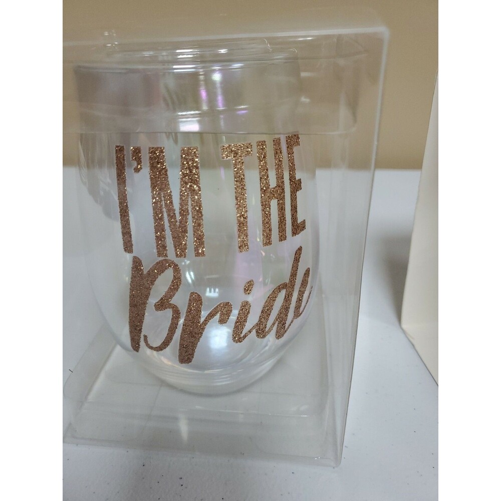 Jumbo Funny Stemless Wine Glass 30 Oz, Holds A Full Bottle of Wine I'M THE BRIDE
